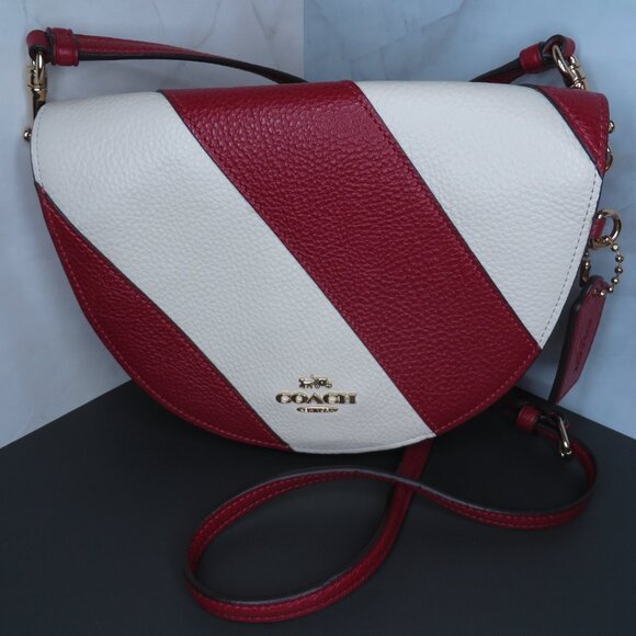 Coach Light Piercing Ellen Red Chalk Candy Cane Mini Crossbody Bag - Picture 4 of 8